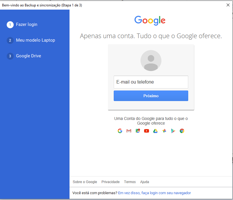 Passo 2 paraconfigurar Backups automáticos de documentos para Nuvem
