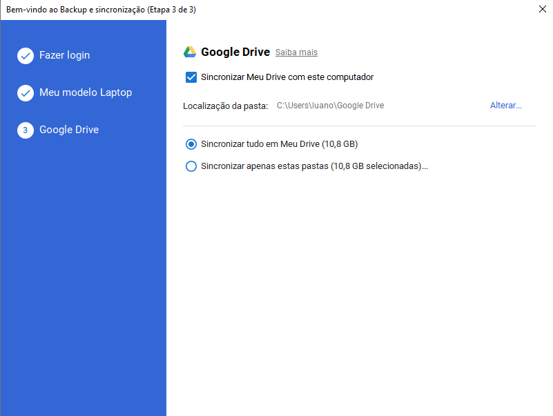 Passo 5 para configurar Backups automáticos de documentos para Nuvem